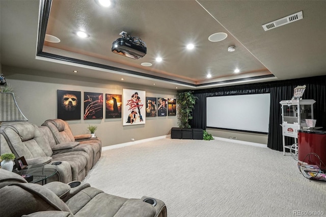 7548 S Biloxi Way, Aurora, CO 80016 - carpeted home theater room with a raised ceiling and recessed lighting