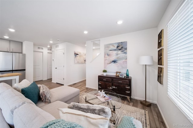 living room featuring light hardwood / wood-style floors