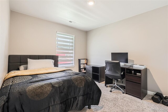 764 N Quatar St, Aurora, CO 80018 - carpeted bedroom featuring baseboards and an office area