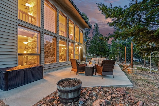 381 Highlands Dr, Bailey, CO 80421 - view of patio featuring an outdoor living space with a fire pit