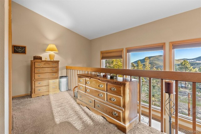 381 Highlands Dr, Bailey, CO 80421 - bedroom featuring vaulted ceiling, access to outside, baseboards, and multiple windows