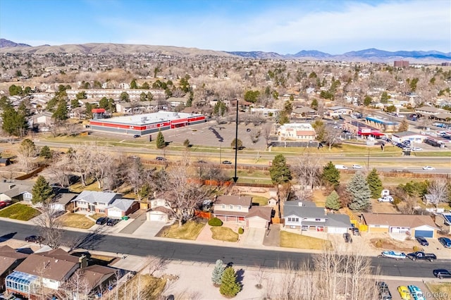 birds eye view of property featuring a residential view and a mountain view
