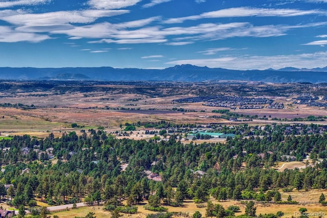 bird's eye view with a mountain view