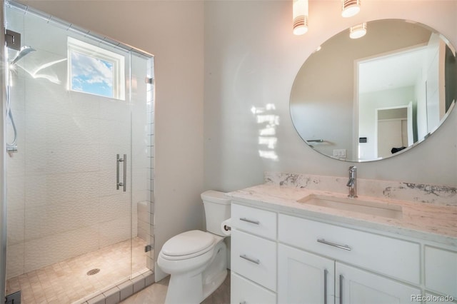 3585 Meadow Run Cir, Colorado Springs, CO 80908 - bathroom with a shower stall, toilet, and vanity