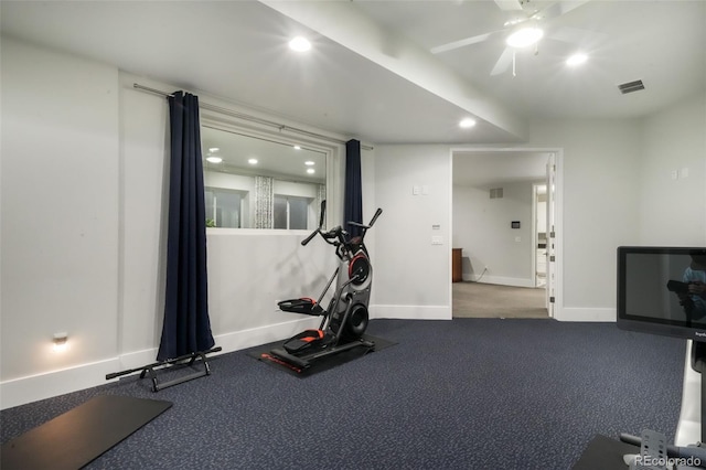 3585 Meadow Run Cir, Colorado Springs, CO 80908 - workout area with recessed lighting, a ceiling fan, and baseboards
