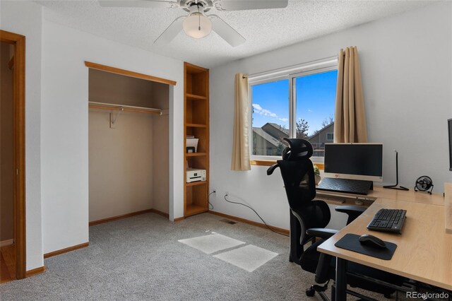 17018 Carr Ave, Parker, CO 80134 - office space with a ceiling fan, carpet flooring, a textured ceiling, and baseboards