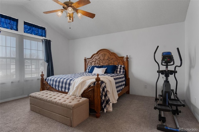 17018 Carr Ave, Parker, CO 80134 - carpeted bedroom featuring vaulted ceiling and a ceiling fan