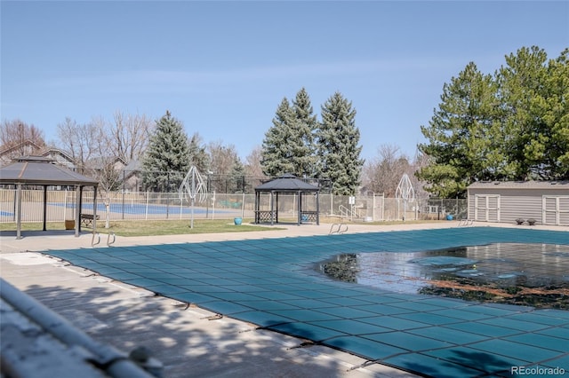 17018 Carr Ave, Parker, CO 80134 - community pool featuring a gazebo and a tennis court