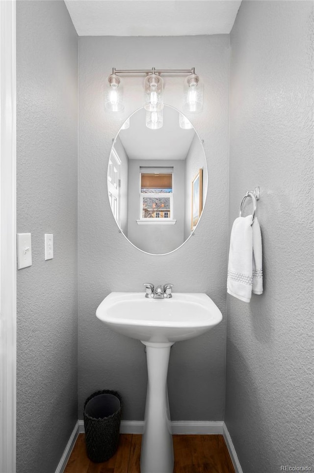 bathroom featuring hardwood / wood-style floors