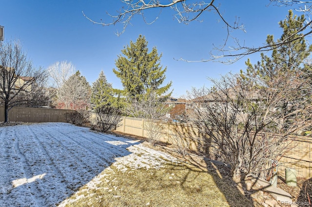 view of yard with a fenced backyard