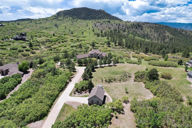 drone / aerial view with a mountain view