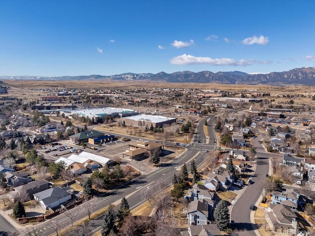 aerial view with a residential view and a mountain view