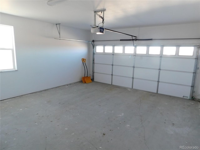 garage with a garage door opener