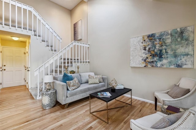 living room with hardwood / wood-style flooring