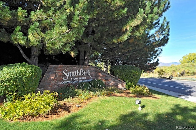 view of community sign