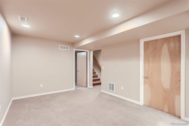 basement featuring carpet