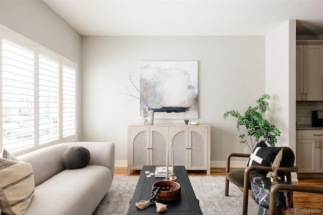 sitting room featuring light hardwood / wood-style floors