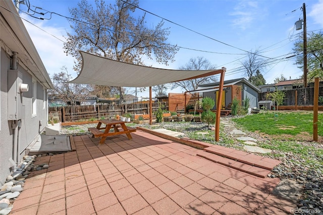 view of patio / terrace with an outdoor structure