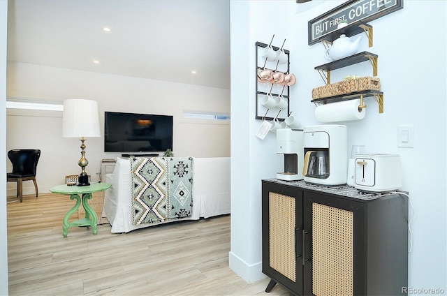 interior space with light hardwood / wood-style flooring