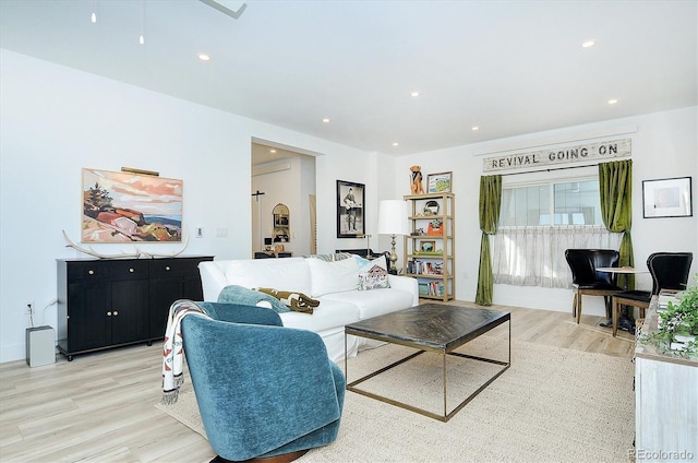 living room featuring light hardwood / wood-style flooring