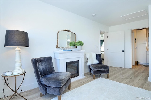 living area featuring light wood-type flooring