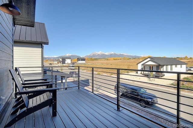 deck with a mountain view