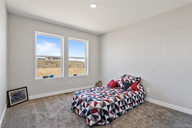 bedroom featuring carpet floors and multiple windows