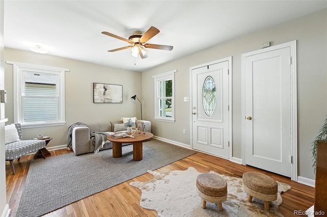2000 S King St, Denver, CO 80219 - foyer with wood finished floors and ceiling fan