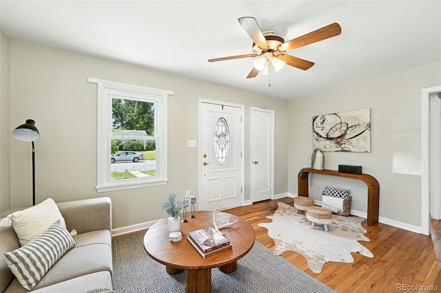 2000 S King St, Denver, CO 80219 - living area with wood finished floors and ceiling fan