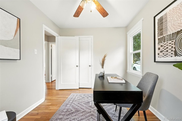 2000 S King St, Denver, CO 80219 - office area with a ceiling fan and light wood-style floors