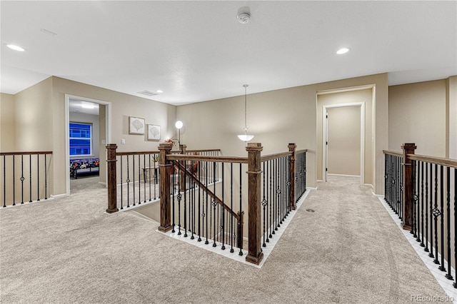 2775 Morningbird Ln, Castle Rock, CO 80109 - hall featuring carpet, an upstairs landing, and recessed lighting