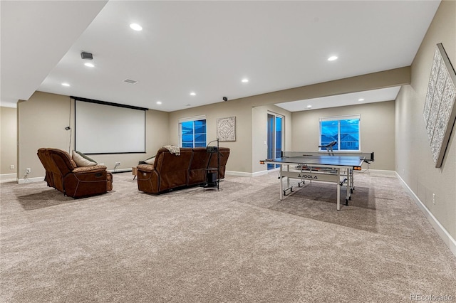 2775 Morningbird Ln, Castle Rock, CO 80109 - carpeted home theater with recessed lighting and baseboards