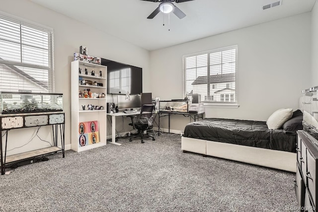 1403 Hart Ln, Elizabeth, CO 80107 - bedroom featuring carpet flooring, multiple windows, baseboards, and an office area