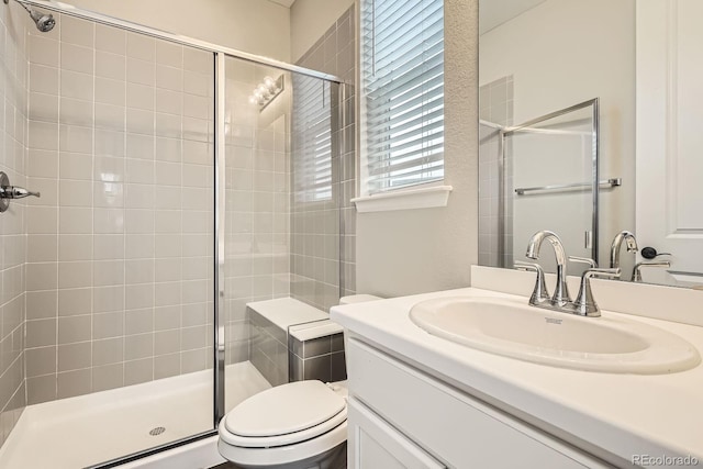 1403 Hart Ln, Elizabeth, CO 80107 - full bathroom with a stall shower, toilet, and vanity