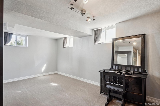 2141 W Gill Pl, Denver, CO 80223 - basement with carpet flooring and a textured ceiling