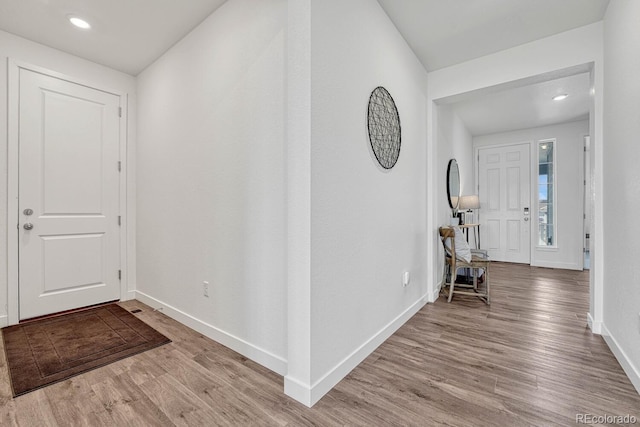 entryway with light wood-type flooring