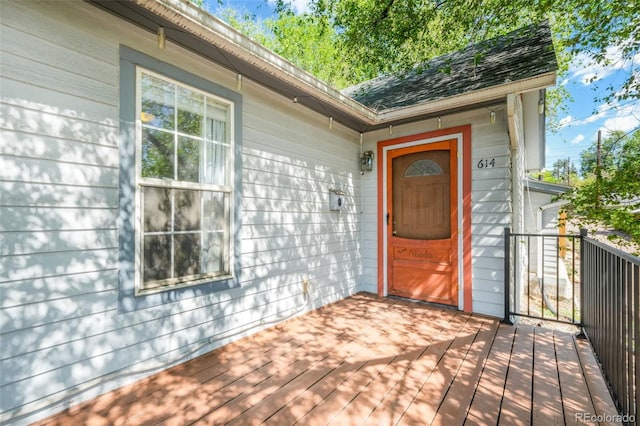 614 W Kiowa St, Colorado Springs, CO 80905 - entrance to property featuring a wooden deck