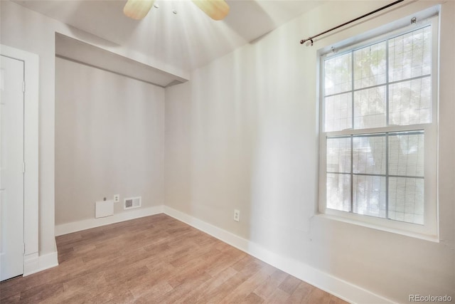 614 W Kiowa St, Colorado Springs, CO 80905 - spare room featuring wood finished floors, baseboards, and ceiling fan