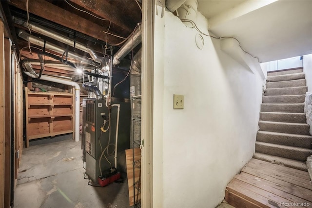 614 W Kiowa St, Colorado Springs, CO 80905 - unfinished basement with stairs and heating unit