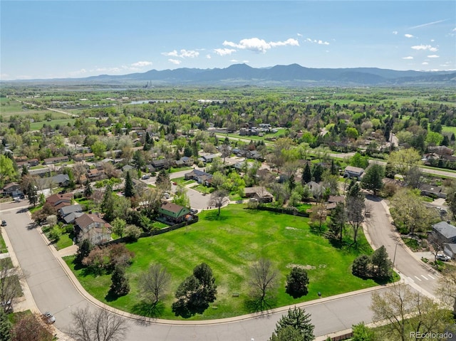 aerial perspective of suburban area with a mountain backdrop
