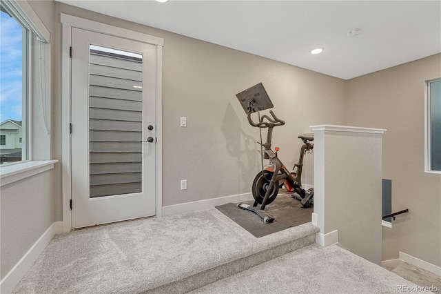6366 N Emporia St, Denver, CO 80238 - workout area featuring carpet flooring and recessed lighting