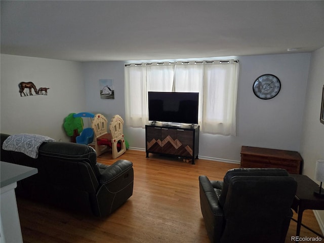 living room with hardwood / wood-style floors