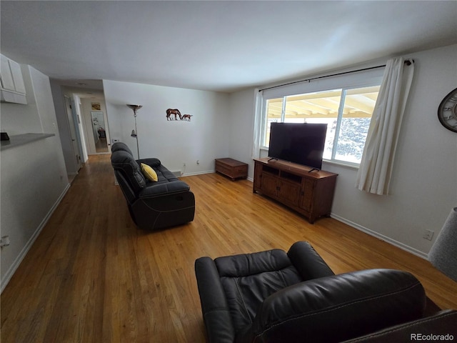 living room with hardwood / wood-style flooring