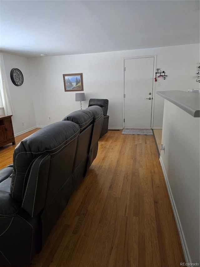 living room with hardwood / wood-style flooring