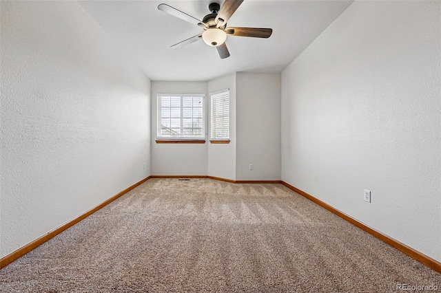 9515 Dolton Way, Highlands Ranch, CO 80126 - empty room featuring a ceiling fan, baseboards, carpet floors, and a textured wall
