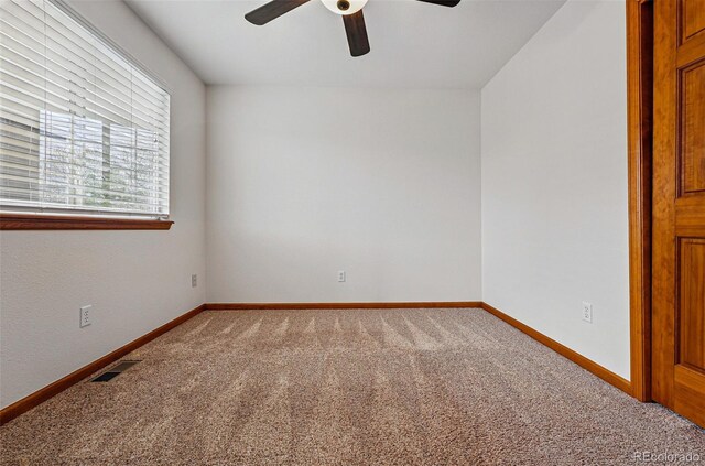 9515 Dolton Way, Highlands Ranch, CO 80126 - spare room featuring ceiling fan, carpet floors, and baseboards