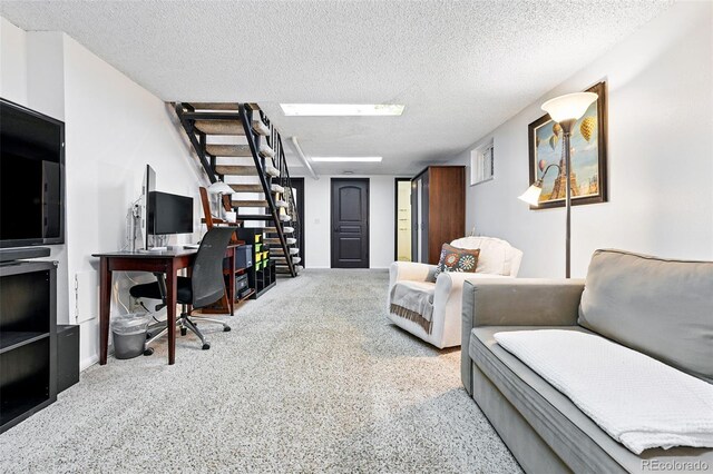 1332 Ash St, Denver, CO 80220 - office area with a textured ceiling and carpet flooring