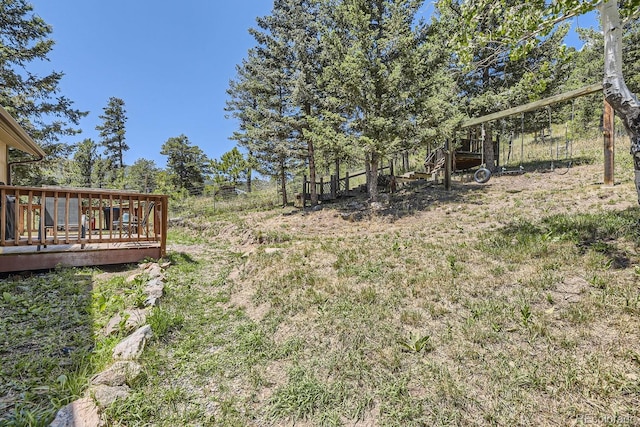 view of yard featuring a deck