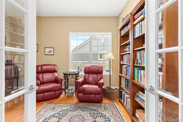 living area featuring light wood-type flooring