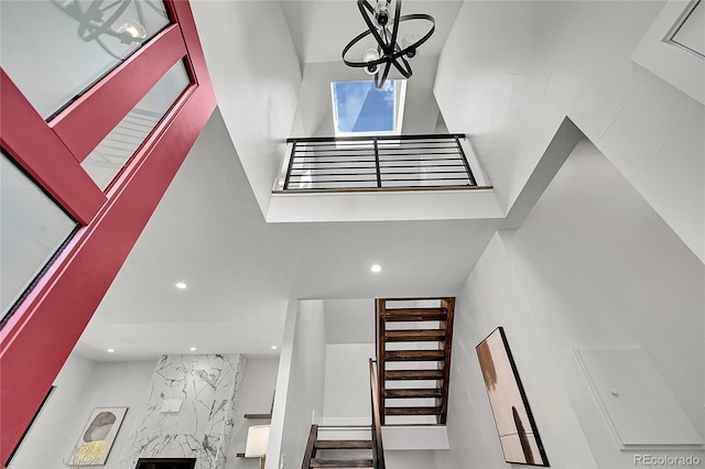 1029 9th St, Boulder, CO 80302 - stairs with a towering ceiling and recessed lighting